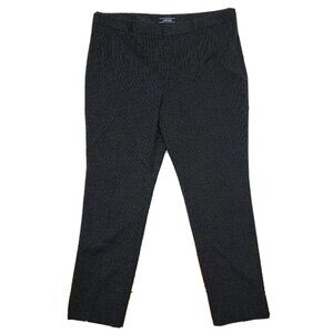 Lands End Pants Womens Size 16 Black White Textured Dot Print Side Zip Slim Leg